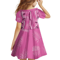 Hawaii Maile Lei Family Matching Off The Shoulder Long Sleeve Dress and Hawaiian Shirt With Pink Monstera Pattern