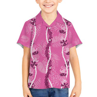 Hawaii Maile Lei Family Matching Summer Maxi Dress and Hawaiian Shirt With Pink Monstera Pattern