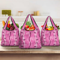Hawaii Maile Lei Grocery Bag With Pink Monstera Pattern