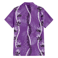Hawaii Maile Lei Family Matching Summer Maxi Dress and Hawaiian Shirt With Violet Monstera Pattern