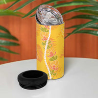 Hawaii Maile Lei 4 in 1 Can Cooler Tumbler With Yellow Monstera Pattern