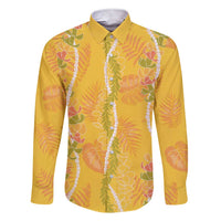 Hawaii Maile Lei Family Matching Short Sleeve Bodycon Dress and Hawaiian Shirt With Yellow Monstera Pattern