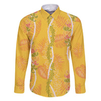 Hawaii Maile Lei Family Matching Summer Maxi Dress and Hawaiian Shirt With Yellow Monstera Pattern