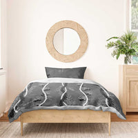 Hawaii Maile Lei Bedding Set With Gray Monstera Pattern