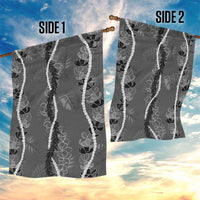 Hawaii Maile Lei Garden Flag With Gray Monstera Pattern