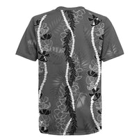 Hawaii Maile Lei Rugby Jersey With Gray Monstera Pattern