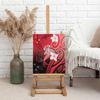 Polynesia Hammerhead Shark Canvas Wall Art Red Tribal Pattern With Plumeria - Polynesian Pride
