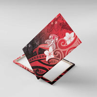Polynesia Hammerhead Shark Canvas Wall Art Red Tribal Pattern With Plumeria - Polynesian Pride