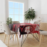 Polynesia Hammerhead Shark Tablecloth Red Tribal Pattern With Plumeria - Polynesian Pride