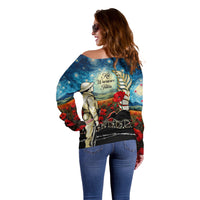 Kei Wareware Tatou New Zealand ANZAC Day Off Shoulder Sweater Starry Night Inspo Style LT05 - Polynesian Pride