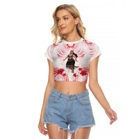 New Zealand Women's Day Raglan Cropped T Shirt Maori Wahine Polynesian Pattern LT05 Female White - Polynesian Pride