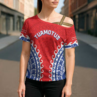 Custom Tuamotu Archipelago Cross Shoulder Shirt Polynesian Tribal Tattoo