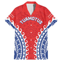 Custom Tuamotu Archipelago Family Matching Mermaid Dress and Hawaiian Shirt Polynesian Tribal Tattoo LT05 Dad's Shirt - Short Sleeve Red - Polynesian Pride