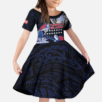 Tuamotu Islands Kid Short Sleeve Dress Polynesian Pattern With Turtle