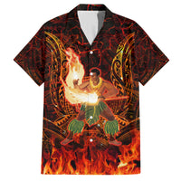 Samoa Siva Afi Festival Family Matching Off Shoulder Long Sleeve Dress and Hawaiian Shirt Fire Knife Dancing LT05 Dad's Shirt - Short Sleeve Green - Polynesian Pride