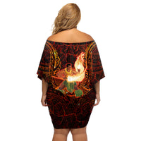 Samoa Siva Afi Festival Family Matching Off Shoulder Short Dress and Hawaiian Shirt Fire Knife Dancing LT05 - Polynesian Pride