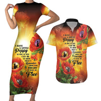 ANZAC Day Red Poppy Couples Matching Short Sleeve Bodycon Dress and Hawaiian Shirt Honoring The ANZAC Spirit LT05 Orange - Polynesian Pride