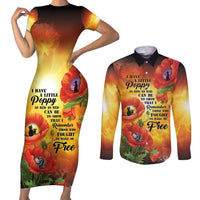 ANZAC Day Red Poppy Couples Matching Short Sleeve Bodycon Dress and Long Sleeve Button Shirt Honoring The ANZAC Spirit LT05 Orange - Polynesian Pride