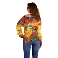 ANZAC Day Red Poppy Off Shoulder Sweater Honoring The ANZAC Spirit