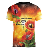 ANZAC Day Red Poppy Women V-Neck T-Shirt Honoring The ANZAC Spirit LT05 - Polynesian Pride