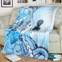 Aotearoa Maori Wahine Blanket Fantail Bird Blue Gold Marble
