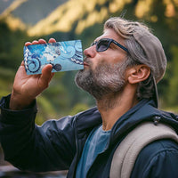 Aotearoa Maori Wahine 4 in 1 Can Cooler Tumbler Fantail Bird Blue Gold Marble