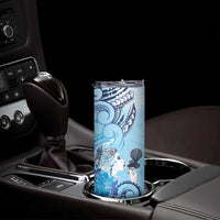 Aotearoa Maori Wahine Skinny Tumbler Fantail Bird Blue Gold Marble LT05 - Polynesian Pride