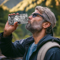 Aotearoa Maori Wahine 4 in 1 Can Cooler Tumbler Fantail Bird Black Gold Marble