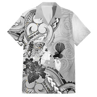 Aotearoa Maori Wahine Family Matching Long Sleeve Bodycon Dress and Hawaiian Shirt Fantail Bird Black Gold Marble LT05 Dad's Shirt - Short Sleeve Black - Polynesian Pride