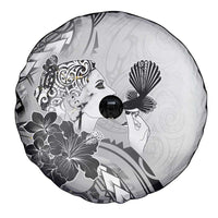 Aotearoa Maori Wahine Spare Tire Cover Fantail Bird Black Gold Marble
