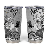 Aotearoa Maori Wahine Tumbler Cup Fantail Bird Black Gold Marble