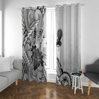 Aotearoa Maori Wahine Window Curtain Fantail Bird Black Gold Marble
