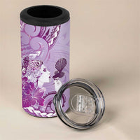 Aotearoa Maori Wahine 4 in 1 Can Cooler Tumbler Fantail Bird Purple Gold Marble