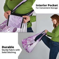 Aotearoa Maori Wahine Grocery Bag Fantail Bird Purple Gold Marble