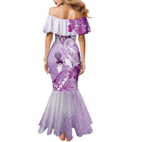 Aotearoa Maori Wahine Mermaid Dress Fantail Bird Purple Gold Marble LT05 - Polynesian Pride