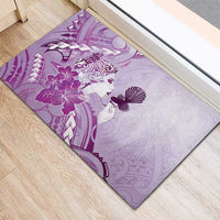 Aotearoa Maori Wahine Rubber Doormat Fantail Bird Purple Gold Marble