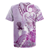 Aotearoa Maori Wahine Rugby Jersey Fantail Bird Purple Gold Marble