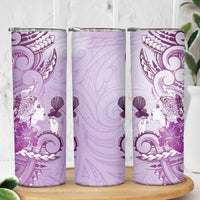 Aotearoa Maori Wahine Skinny Tumbler Fantail Bird Purple Gold Marble LT05 - Polynesian Pride