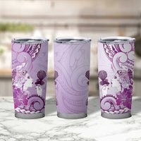 Aotearoa Maori Wahine Tumbler Cup Fantail Bird Purple Gold Marble