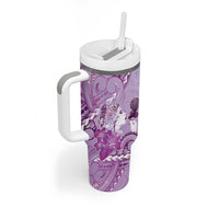 Aotearoa Maori Wahine Tumbler With Handle Fantail Bird Purple Gold Marble