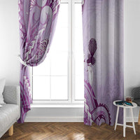 Aotearoa Maori Wahine Window Curtain Fantail Bird Purple Gold Marble