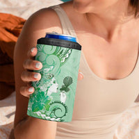 Aotearoa Maori Wahine 4 in 1 Can Cooler Tumbler Fantail Bird Green Gold Marble