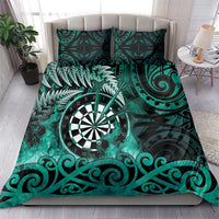 New Zealand Darts Bedding Set Maori Koru Dartboard Turquoise Flame