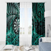 New Zealand Darts Window Curtain Maori Koru Dartboard Turquoise Flame