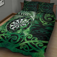 New Zealand Darts Quilt Bed Set Maori Koru Dartboard Green Flame