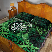 New Zealand Darts Quilt Bed Set Maori Koru Dartboard Green Flame