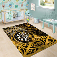 New Zealand Darts Area Rug Maori Koru Dartboard Gold Flame