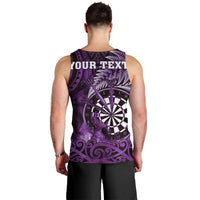 Personalised New Zealand Darts Men Tank Top Maori Koru Dartboard Purple Flame