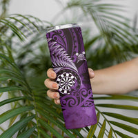 Personalised New Zealand Darts Skinny Tumbler Maori Koru Dartboard Purple Flame LT05 - Polynesian Pride