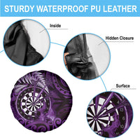 New Zealand Darts Spare Tire Cover Maori Koru Dartboard Purple Flame